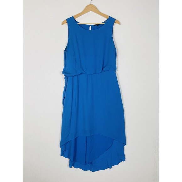 Kobi Halperin Blue Silk Sleeveless Blouson Asymmetrical Side Tie Dress Womens 10 - Picture 1 of 9